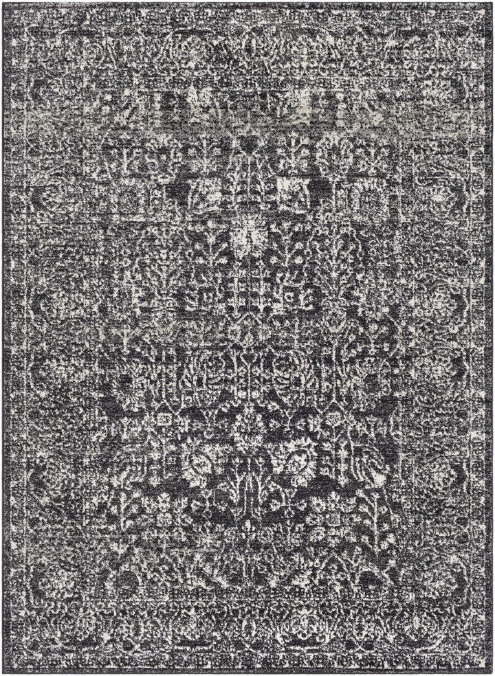 Roseland Charcoal And White Traditional Style Area Rug