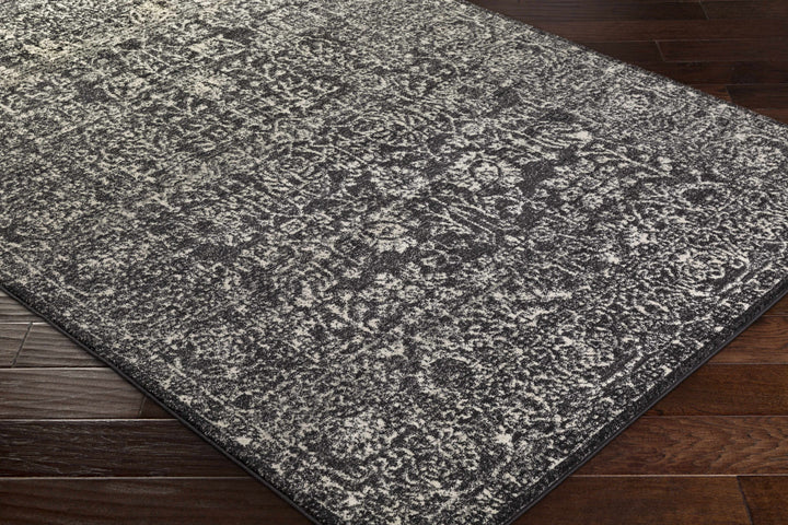 Roseland Charcoal And White Traditional Style Area Rug