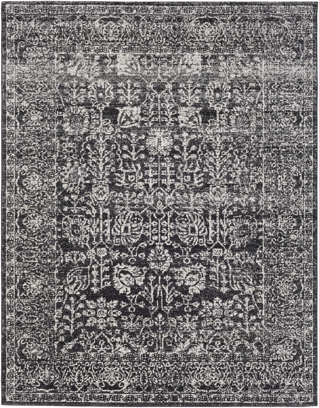 Roseland Charcoal And White Traditional Style Area Rug