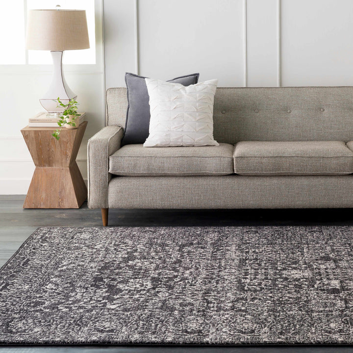 Roseland Charcoal And White Traditional Style Area Rug