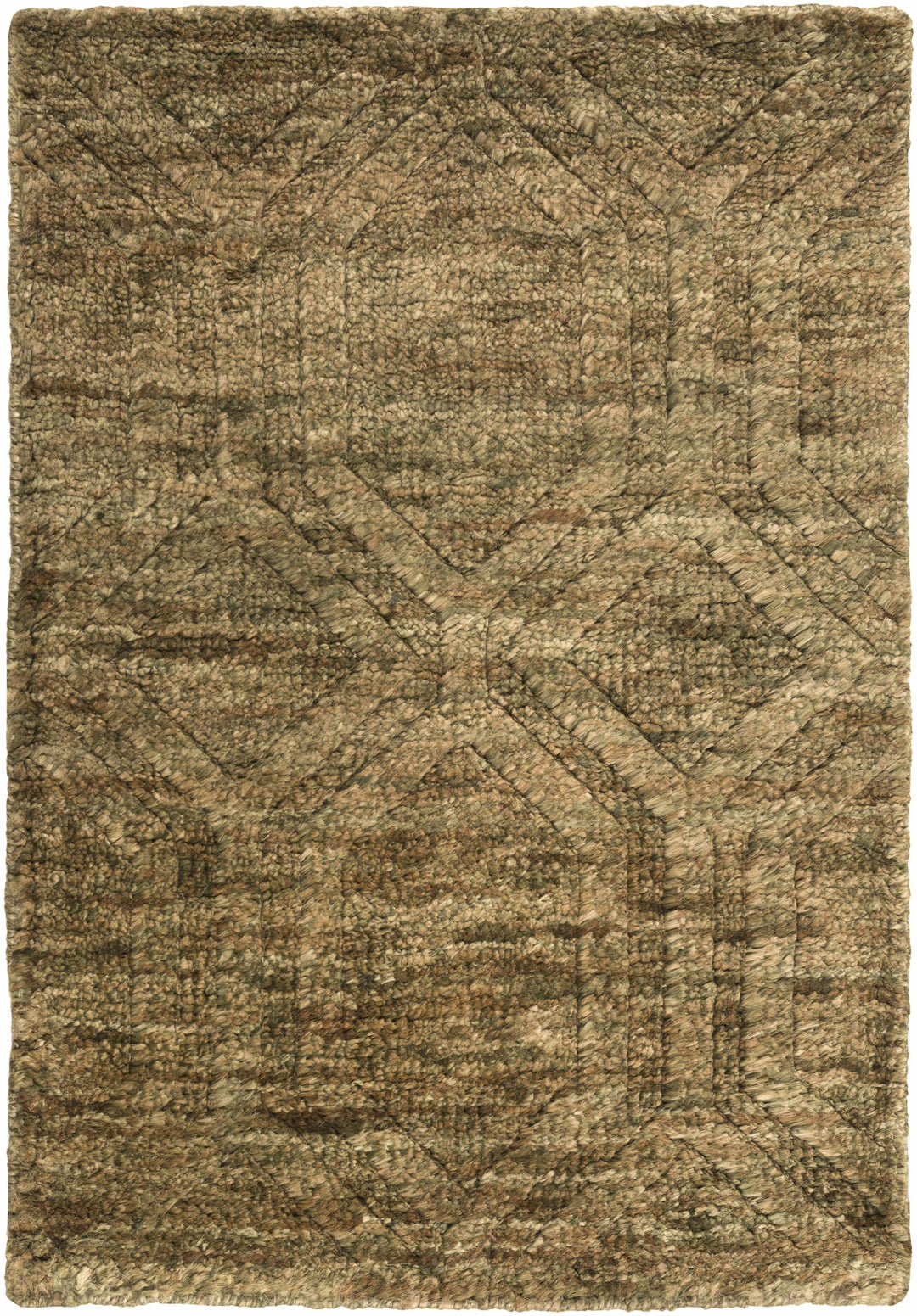 Roseau Contemporary Geometrical Beige And Olive Jute Rug