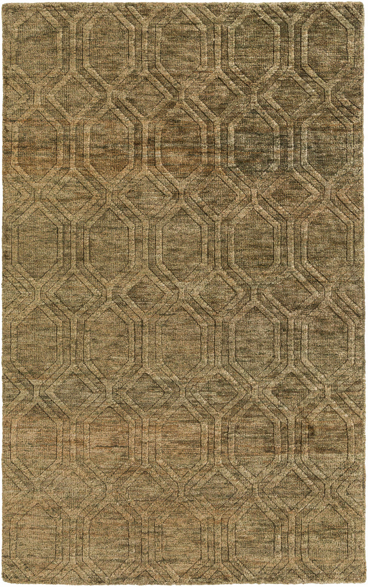 Roseau Contemporary Geometrical Beige And Olive Jute Rug