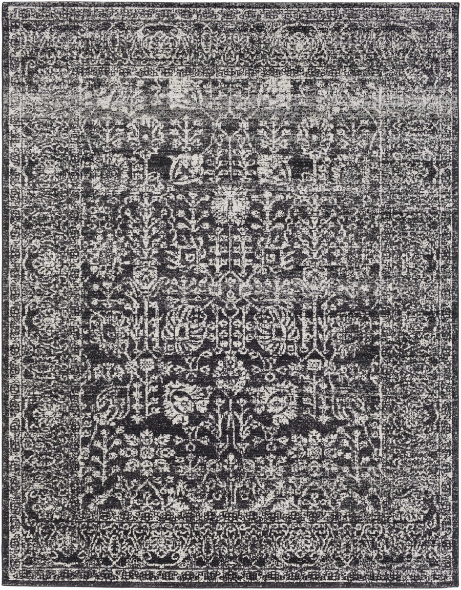 Roseland Charcoal And White Traditional Style Area Rug - The Rug Decor