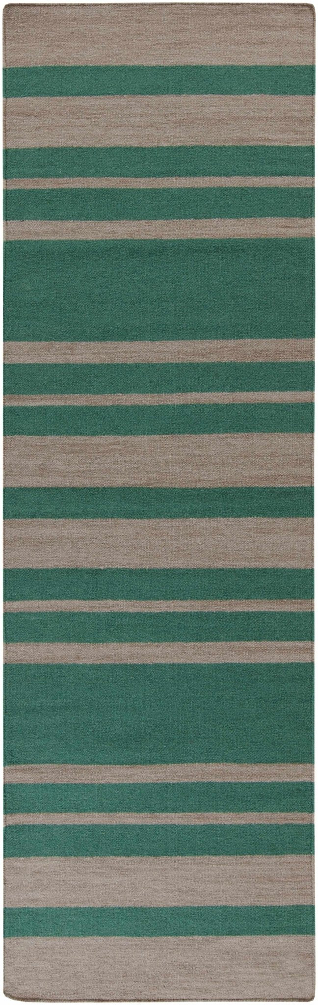 Rosser Modern Stripes Pattern Green Hand Woven Wool Area Rug - The Rug Decor