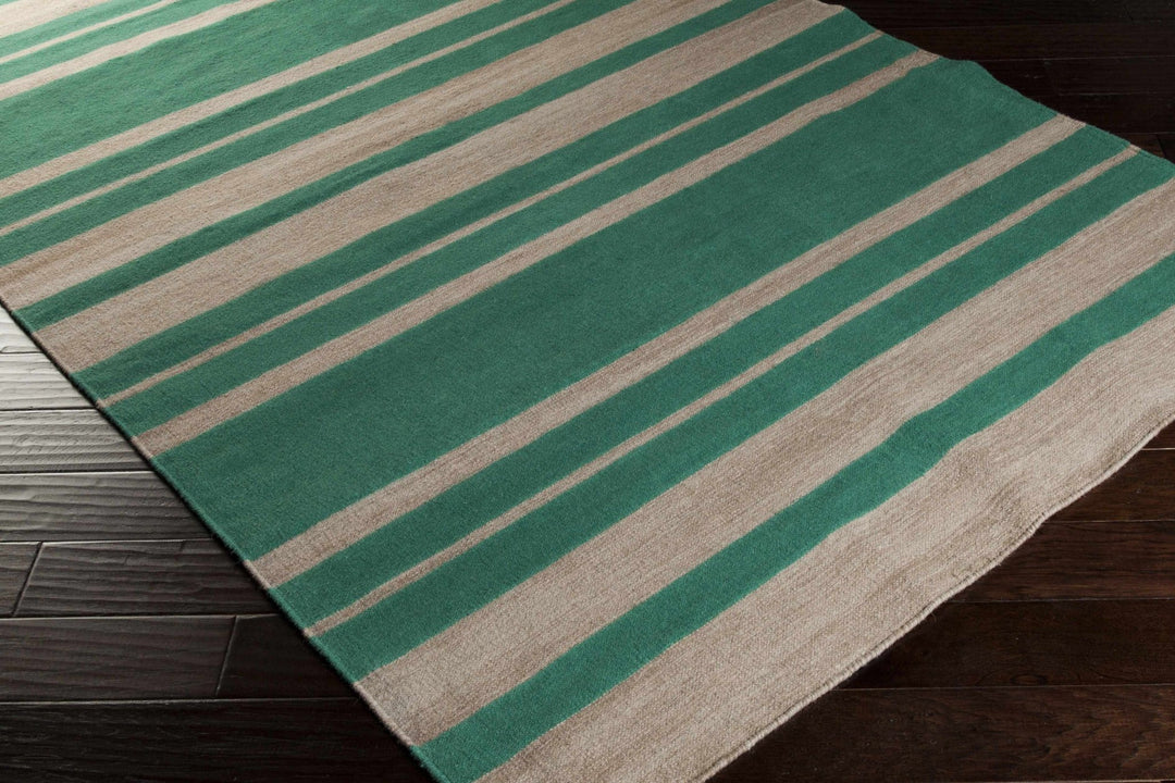 Rosser Modern Stripes Pattern Green Hand Woven Wool Area Rug - The Rug Decor