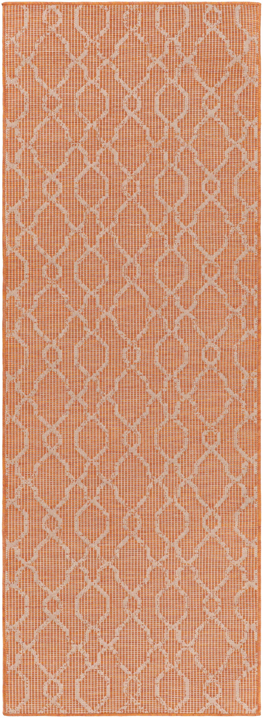 Rowde Orange Modern Geometrical Design Outdoor Area Rug
