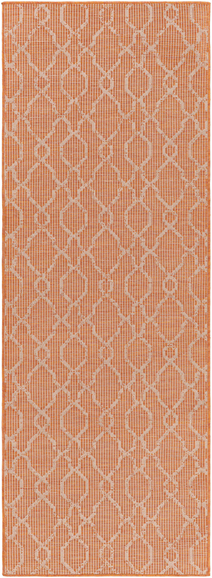 Rowde Orange Modern Geometrical Design Outdoor Area Rug