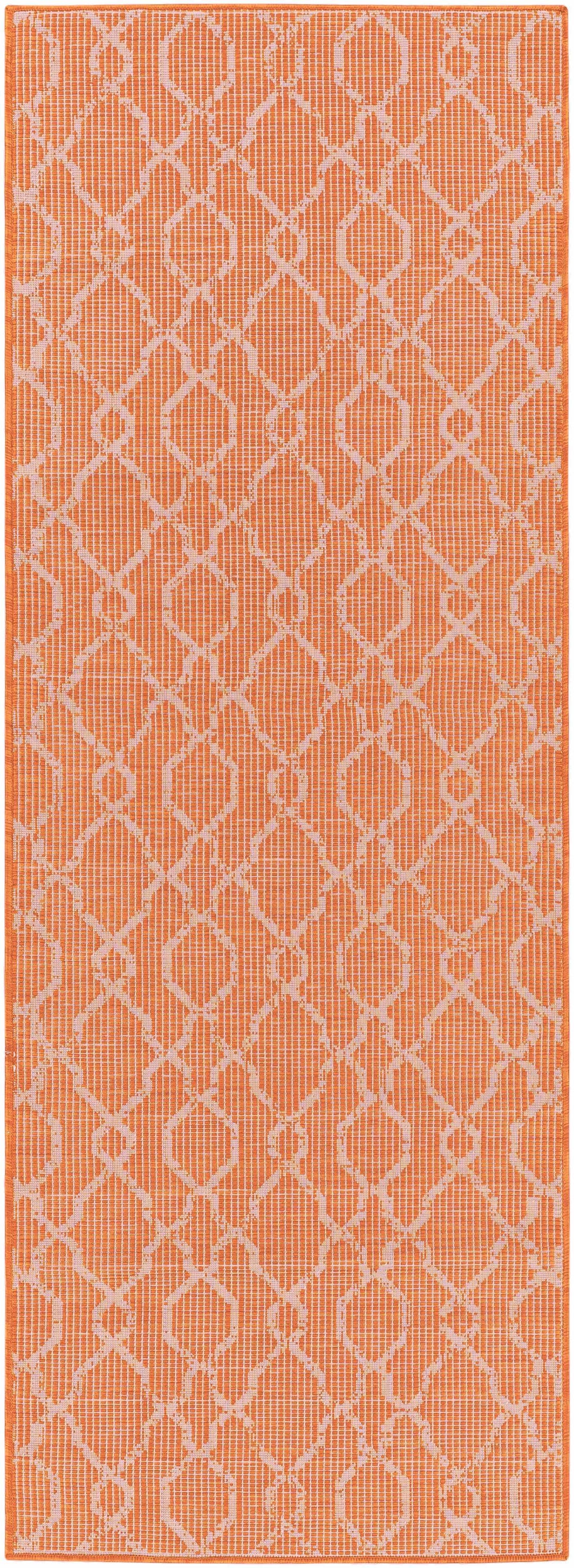 Rowde Orange Modern Geometrical Design Outdoor Area Rug