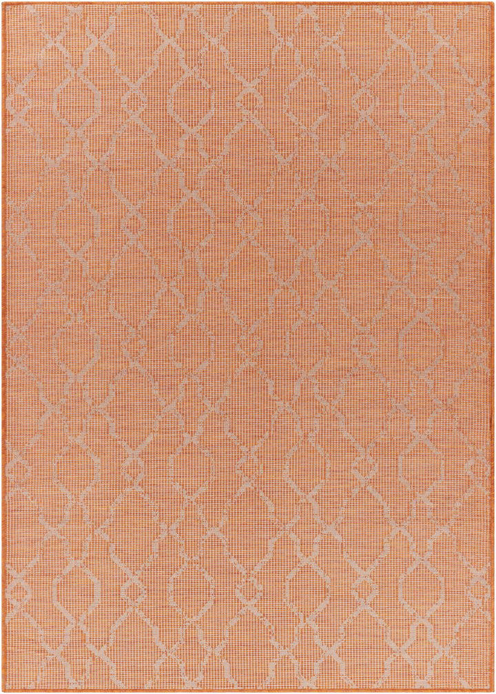 Rowde Orange Modern Geometrical Design Outdoor Area Rug