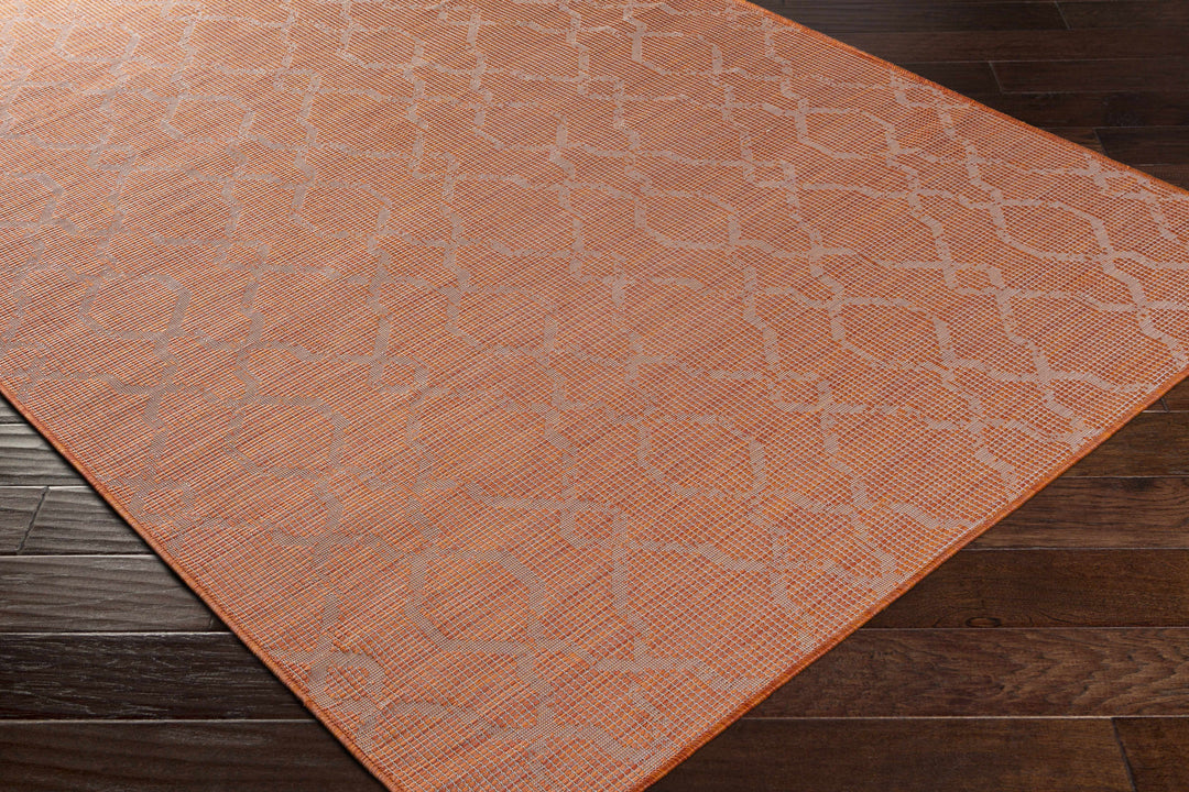 Rowde Orange Modern Geometrical Design Outdoor Area Rug