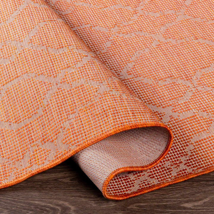 Rowde Orange Modern Geometrical Design Outdoor Area Rug