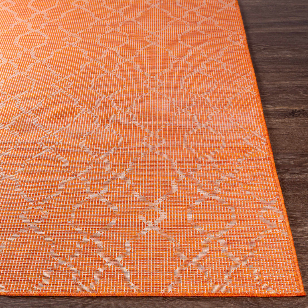 Rowde Orange Modern Geometrical Design Outdoor Area Rug