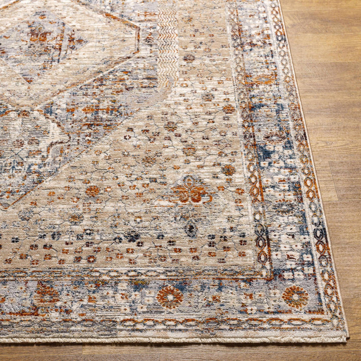 Roy Traditional Medallion Design Beige And Blue Area Rug - The Rug Decor