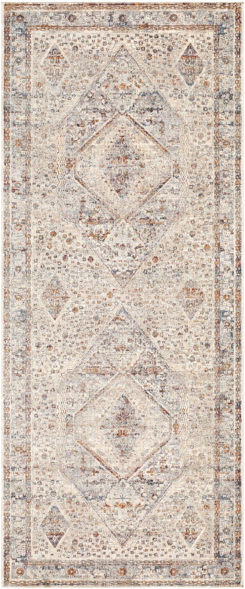 Roy Traditional Medallion Design Beige And Blue Area Rug - The Rug Decor