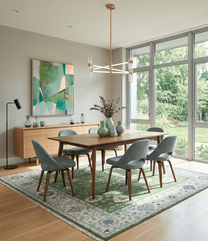 Royal Green and Ivory Custom Made Hand knotted Traditional Oushak wool Area Rug - The Rug Decor