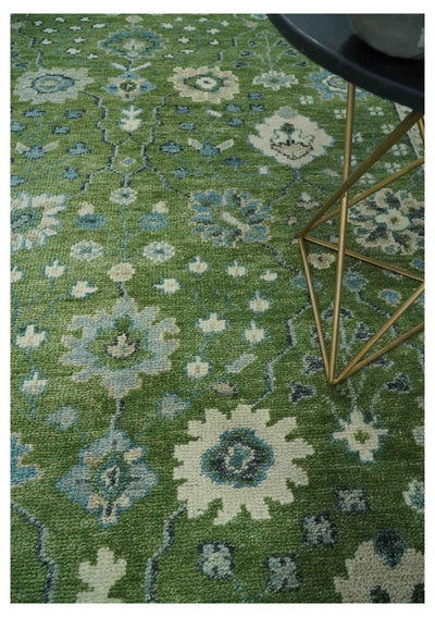 Royal Green and Ivory Custom Made Hand knotted Traditional Oushak wool Area Rug - The Rug Decor