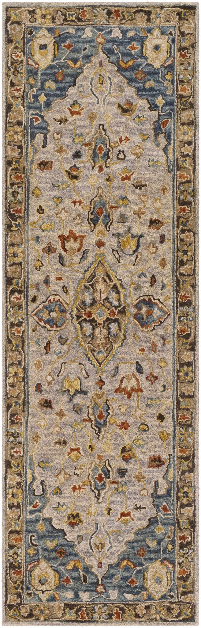 Rozel Traditional Medallion Tan And Gray Pattern Hand Tufted Wool Rug - The Rug Decor
