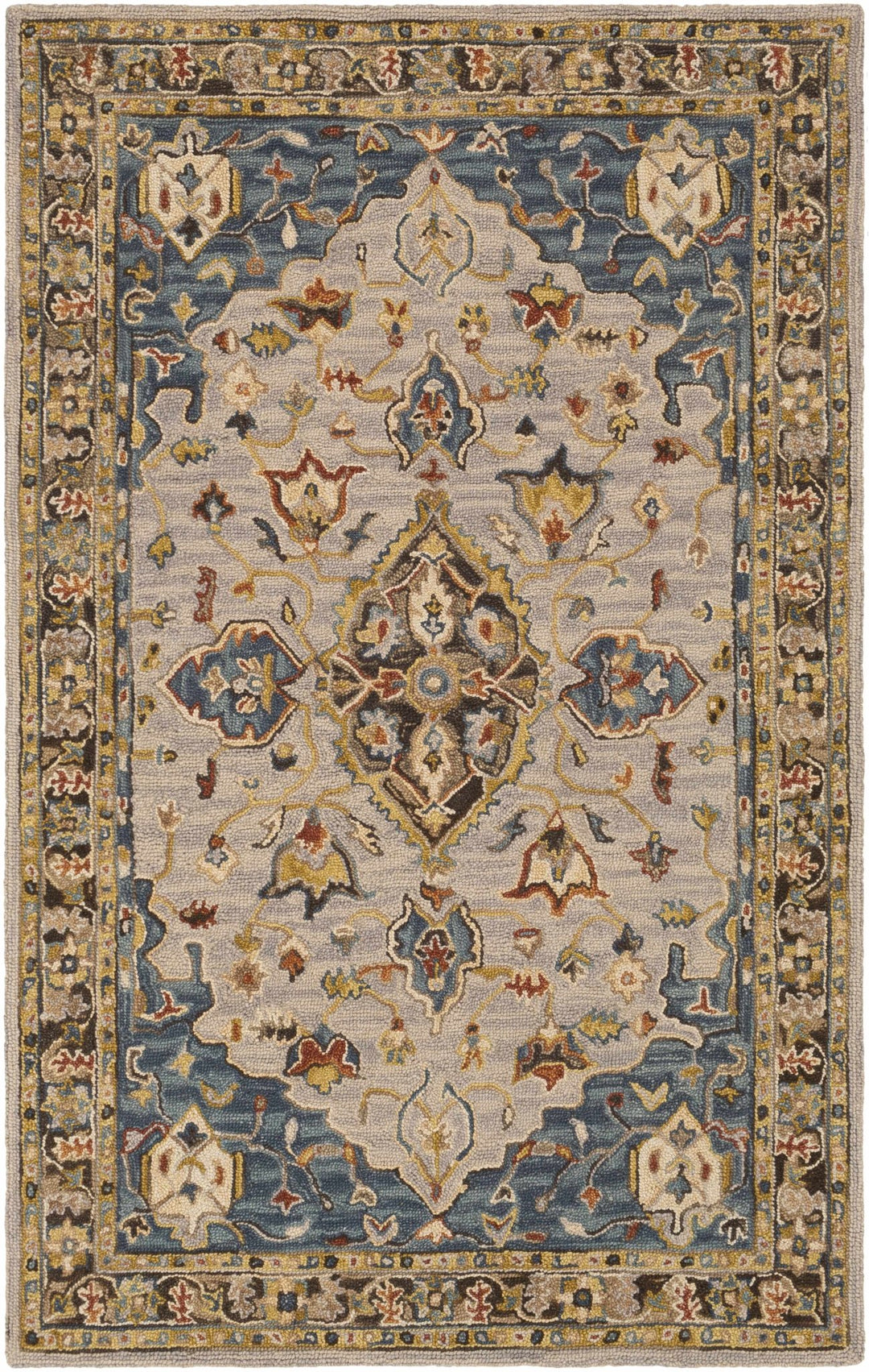 Rozel Traditional Medallion Tan And Gray Pattern Hand Tufted Wool Rug - The Rug Decor