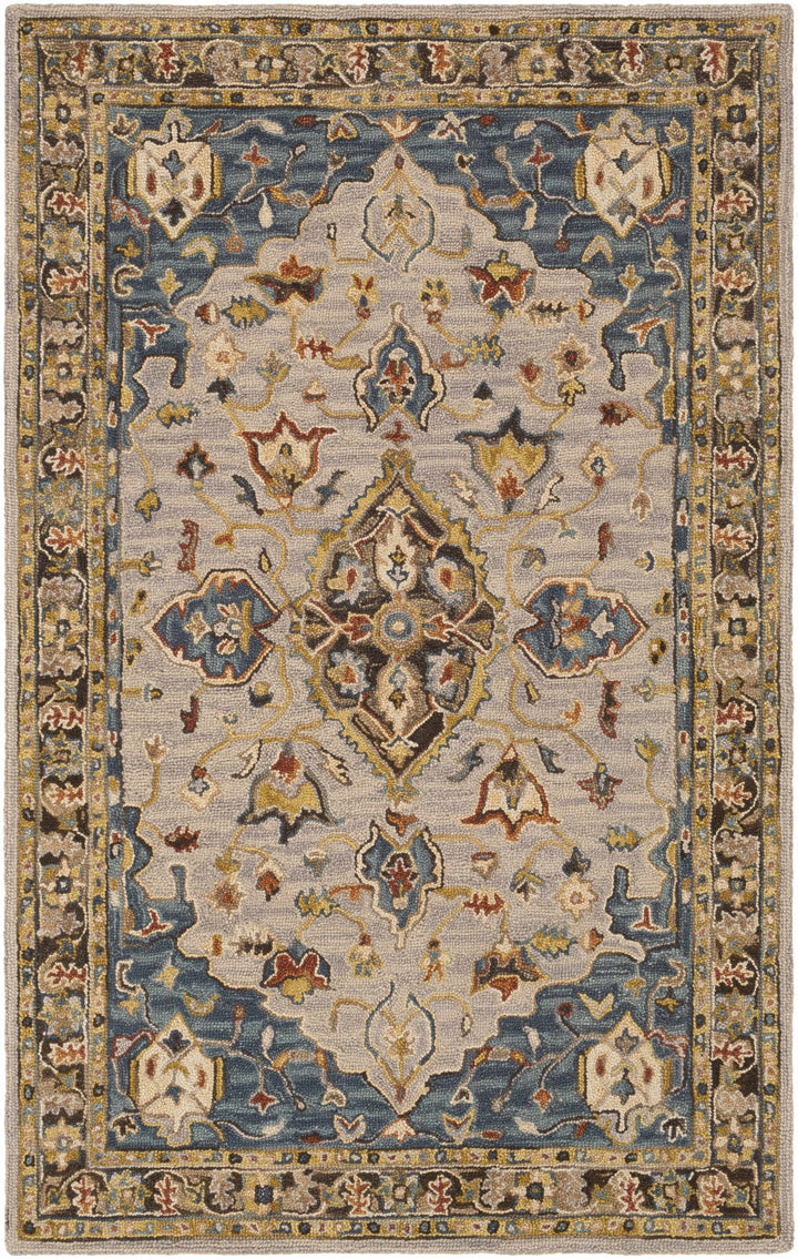 Rozel Traditional Medallion Tan And Gray Pattern Hand Tufted Wool Rug - The Rug Decor