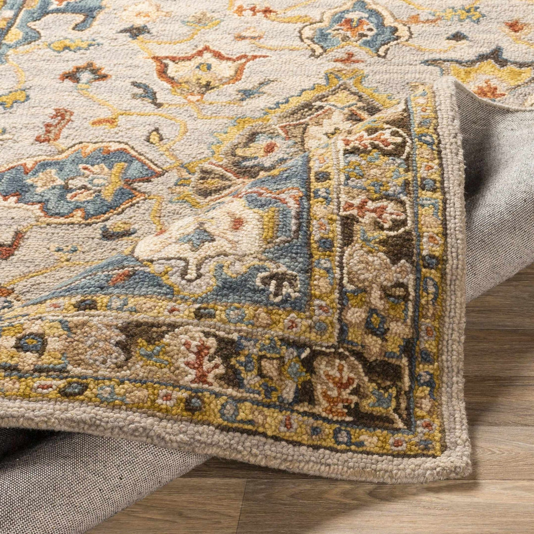 Rozel Traditional Medallion Tan And Gray Pattern Hand Tufted Wool Rug - The Rug Decor
