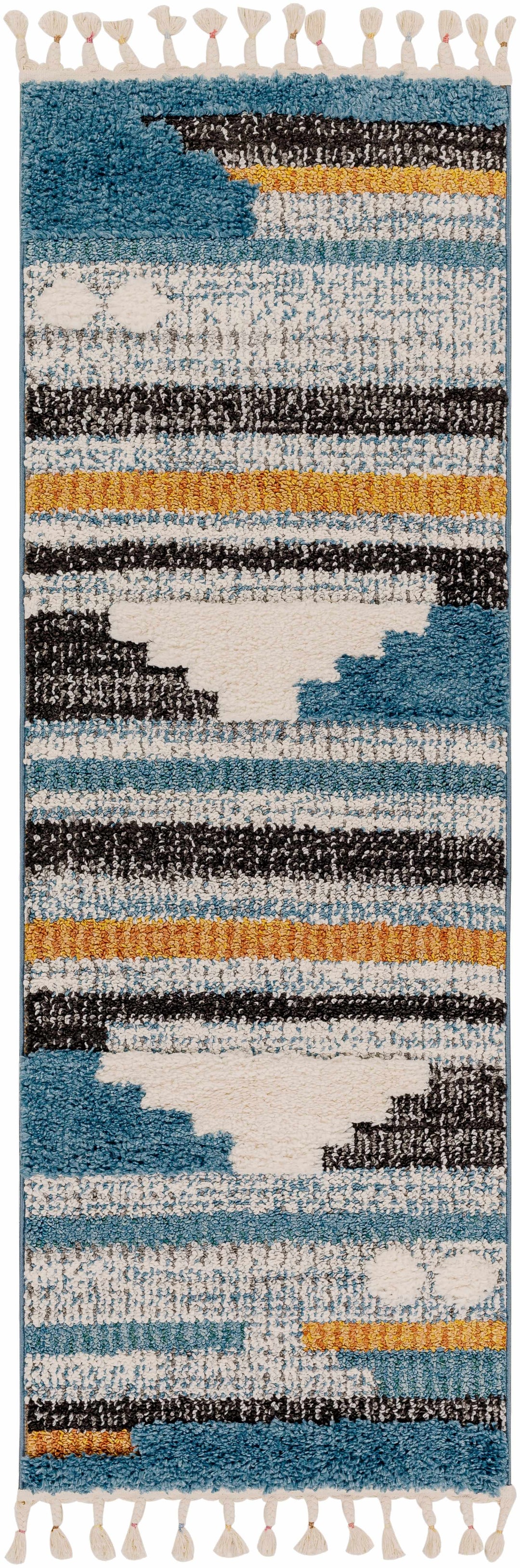 Rosslare Modern Style  Ivory And Blue Area Rug