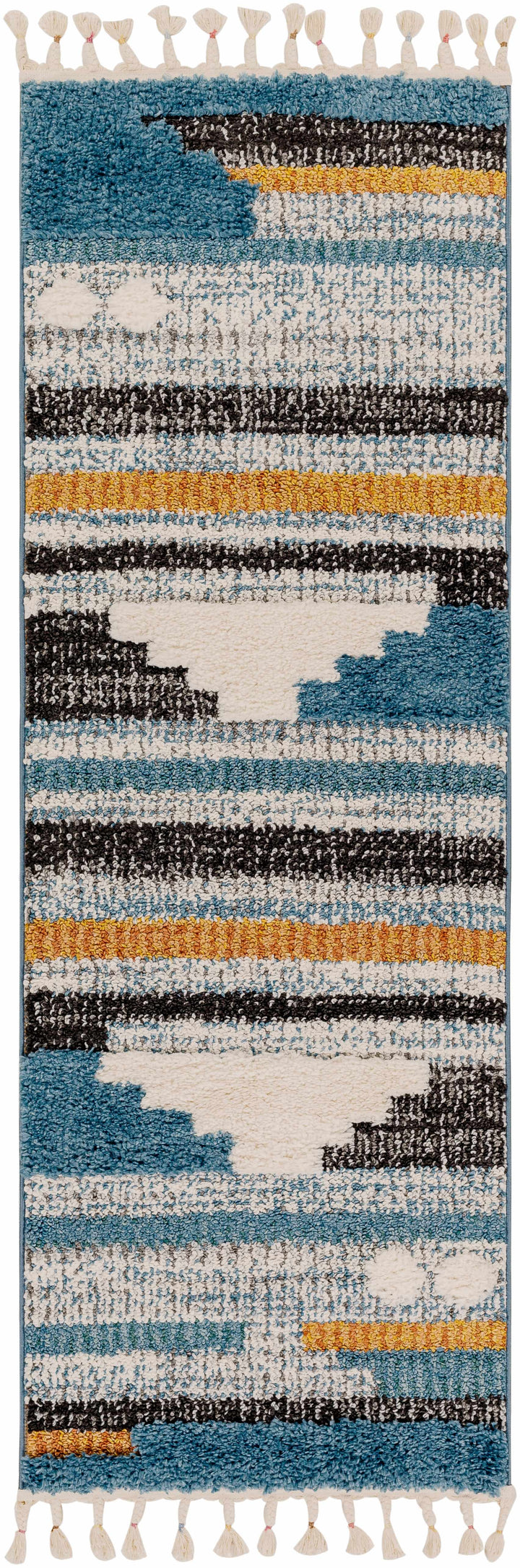 Rosslare Modern Style  Ivory And Blue Area Rug