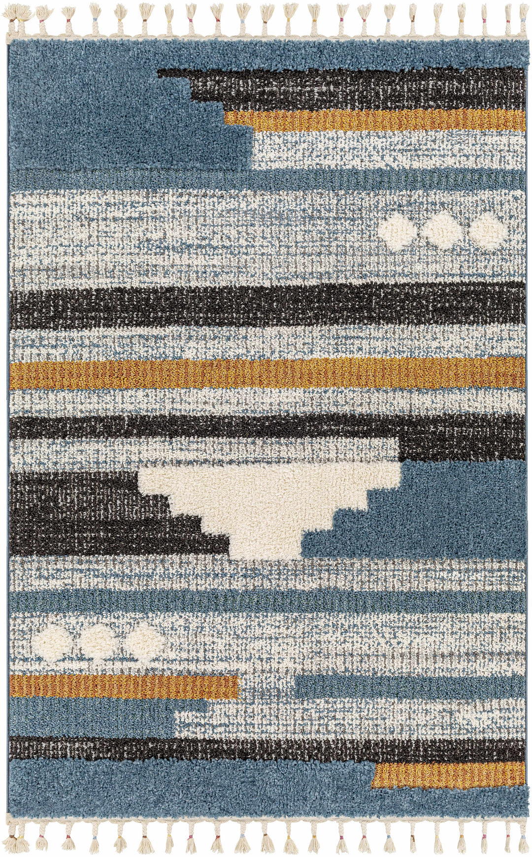 Rosslare Modern Style  Ivory And Blue Area Rug