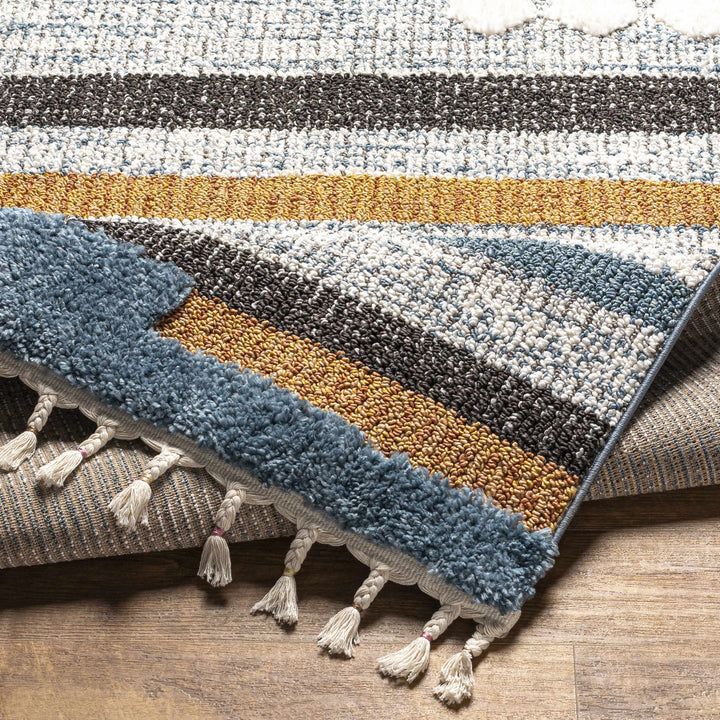 Rosslare Modern Style  Ivory And Blue Area Rug
