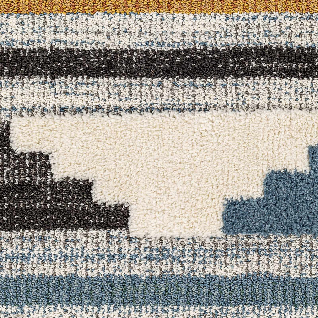 Rosslare Modern Style  Ivory And Blue Area Rug