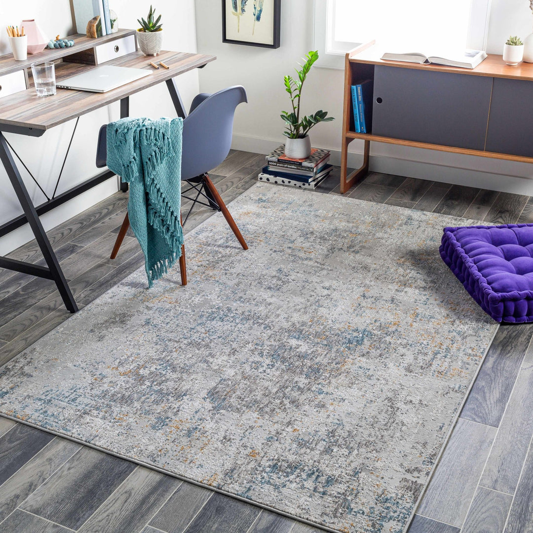 Rufe Modern Abstract Design Gray And Blue Area Rug - The Rug Decor