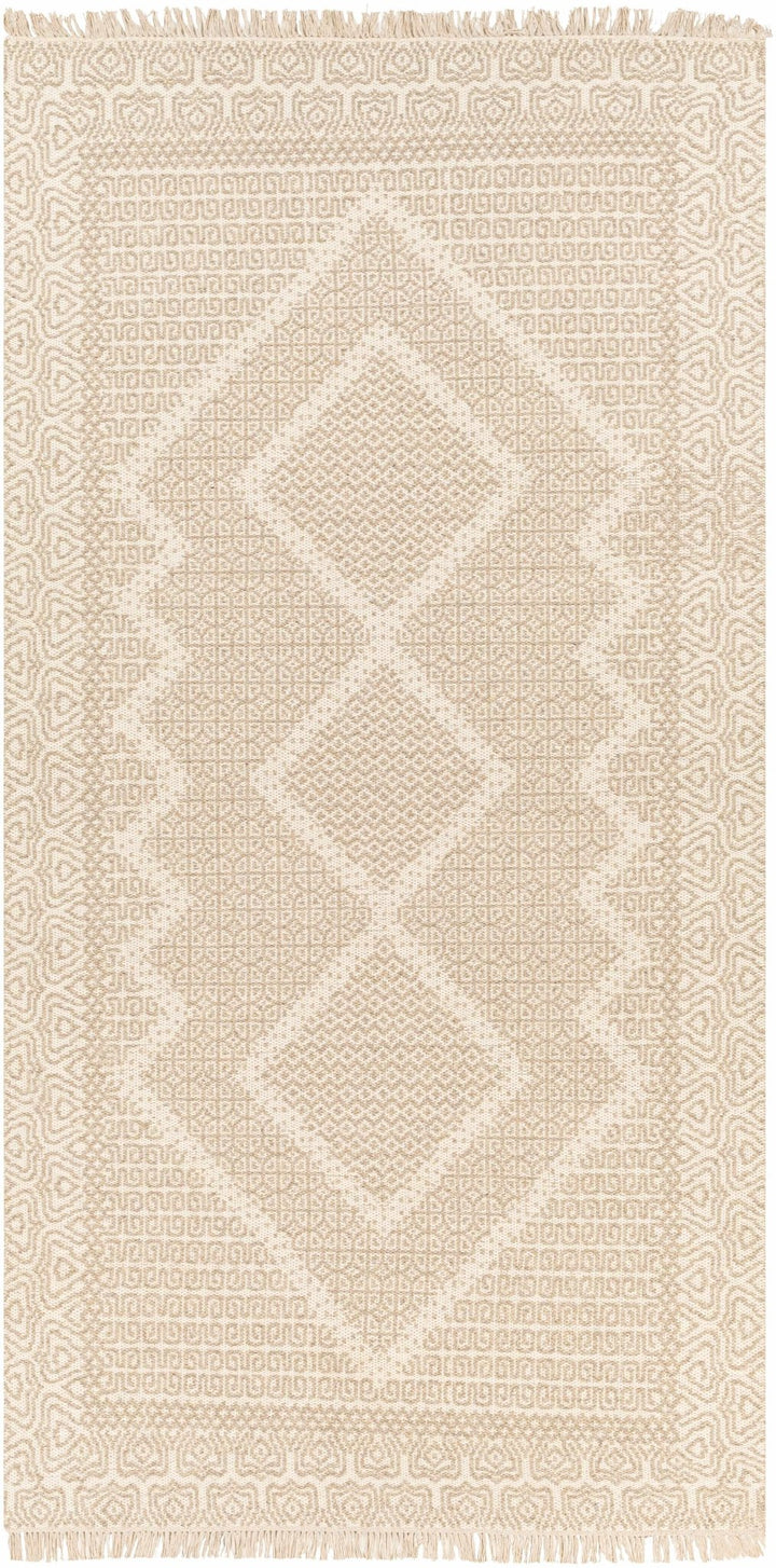 Rumi Modern Geometric Beige And Ivory Hand Woven Wool Rug - The Rug Decor