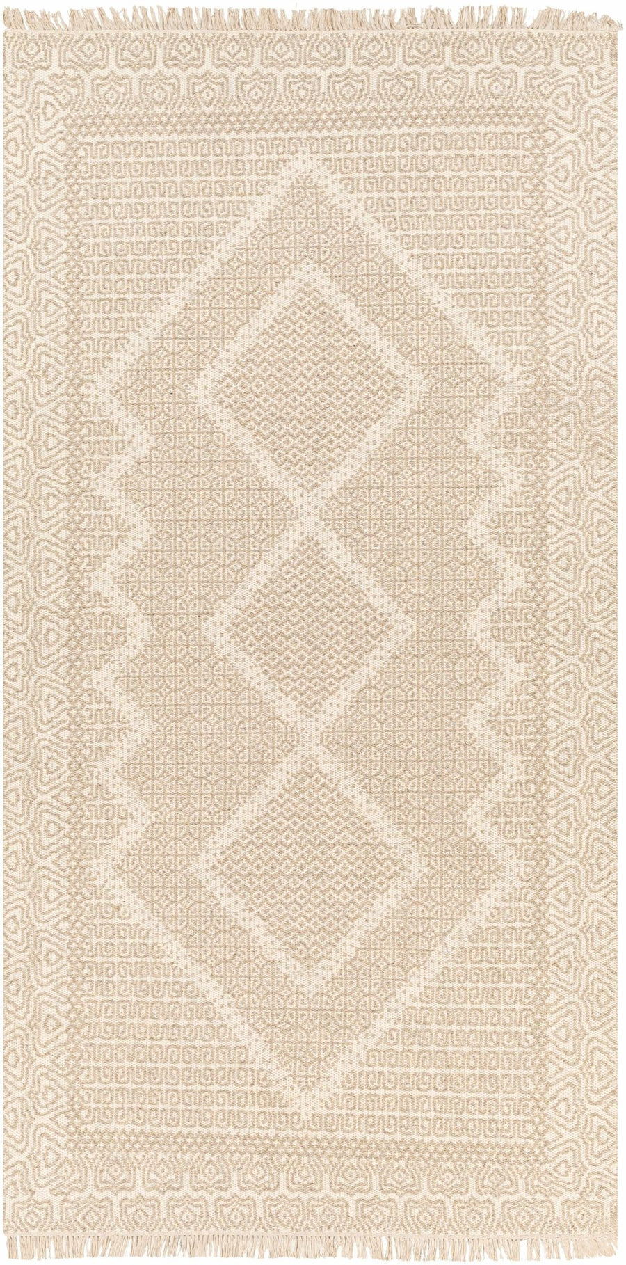 Rumi Modern Geometric Beige And Ivory Hand Woven Wool Rug - The Rug Decor