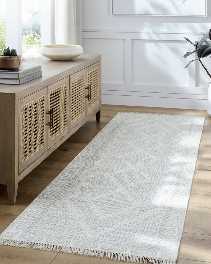 Rumi Modern Geometric Beige And Ivory Hand Woven Wool Rug - The Rug Decor