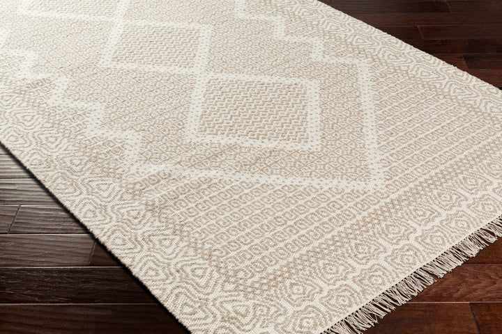 Rumi Modern Geometric Beige And Ivory Hand Woven Wool Rug - The Rug Decor