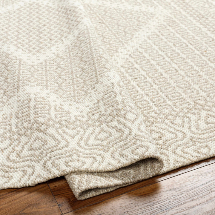Rumi Modern Geometric Beige And Ivory Hand Woven Wool Rug - The Rug Decor