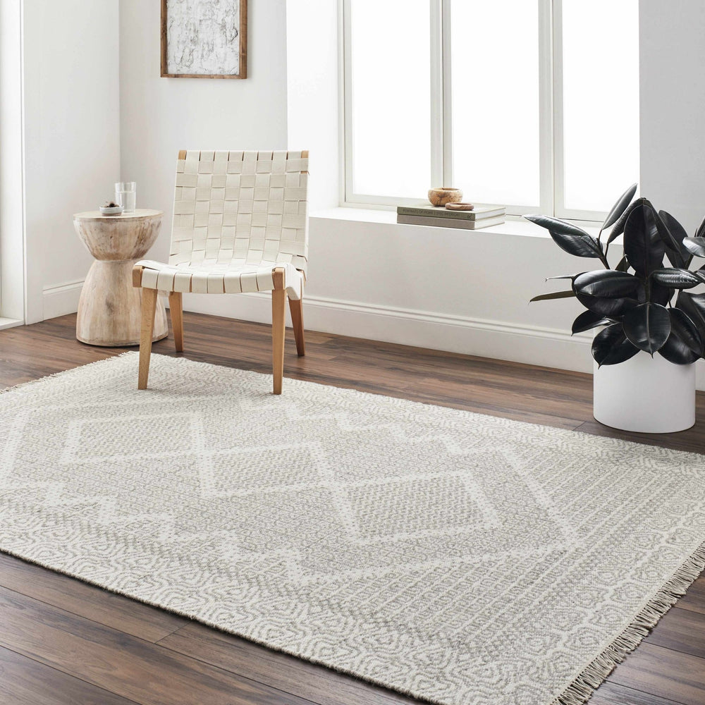 Rumi Modern Geometric Beige And Ivory Hand Woven Wool Rug - The Rug Decor