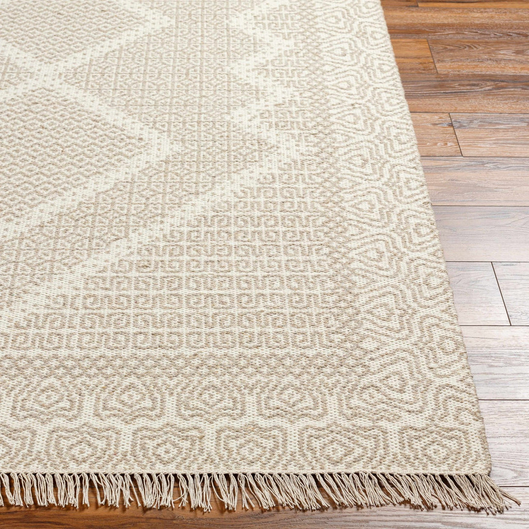 Rumi Modern Geometric Beige And Ivory Hand Woven Wool Rug - The Rug Decor