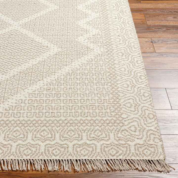 Rumi Modern Geometric Beige And Ivory Hand Woven Wool Rug - The Rug Decor