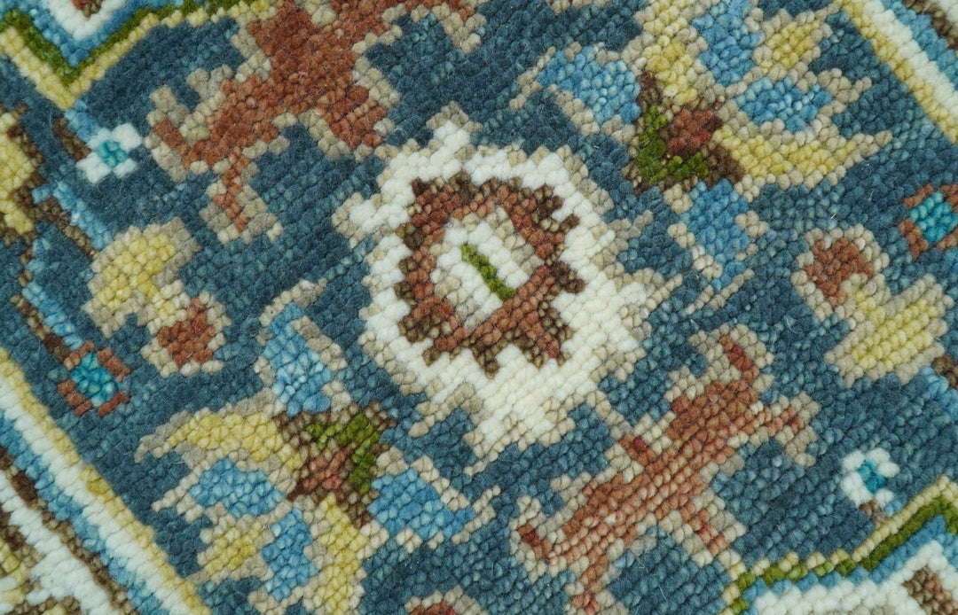 Runner Blue And Brown Traditional Heriz Hand Knotted Made to Order Wool Rug - The Rug Decor
