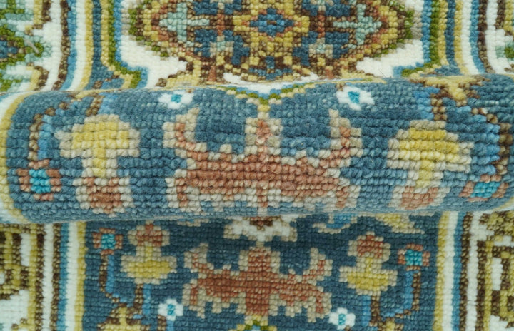 Runner Blue And Brown Traditional Heriz Hand Knotted Made to Order Wool Rug - The Rug Decor