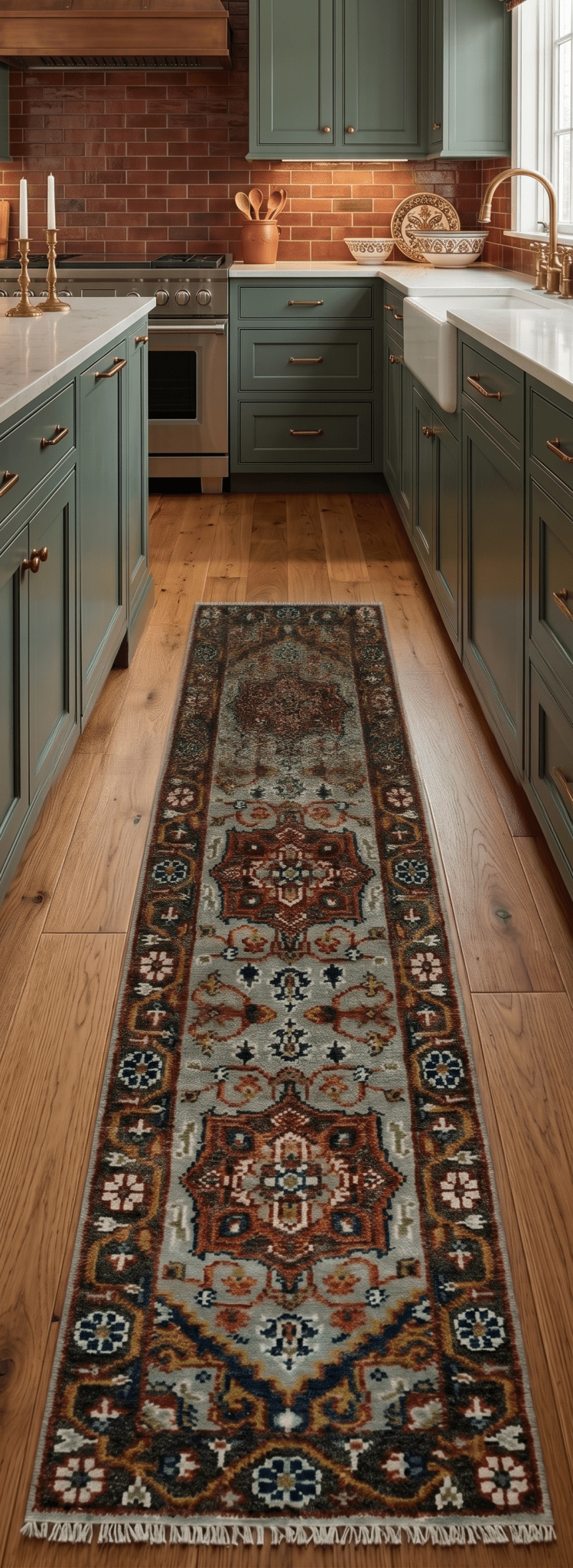 Runner Brown And Gray Heriz Hand Knotted Made to Order Wool Rug - The Rug Decor
