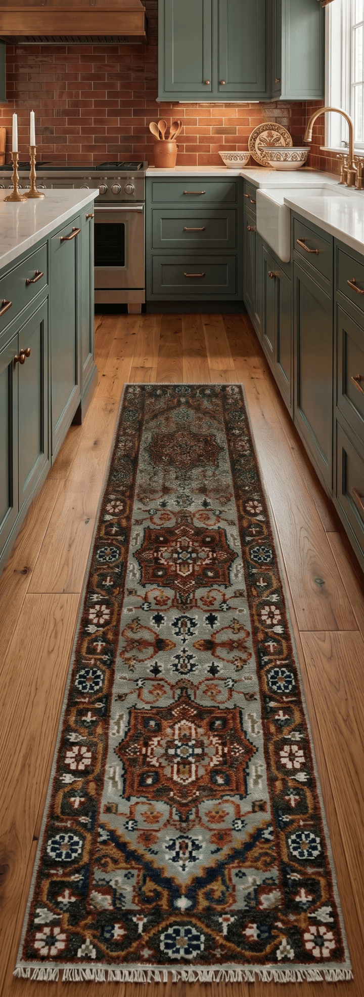 Runner Brown And Gray Heriz Hand Knotted Made to Order Wool Rug - The Rug Decor