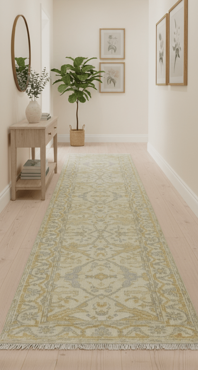 Runner Hand Knotted Traditional Oushak Design Beige 3x10 Wool Rug - The Rug Decor