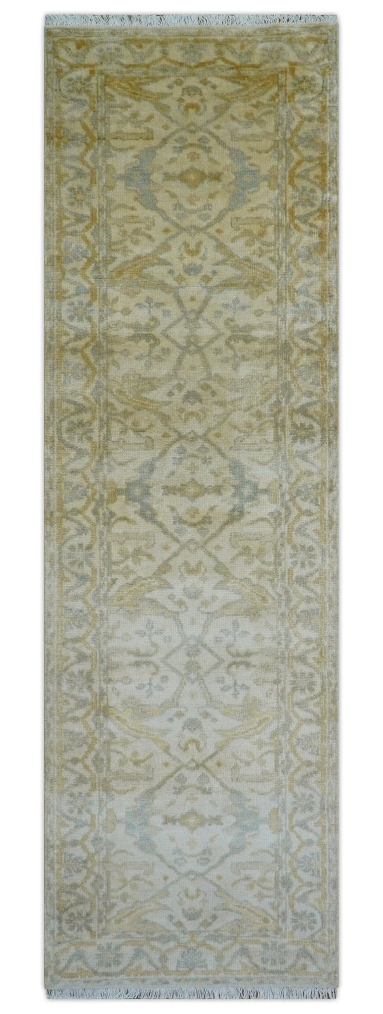 Runner Hand Knotted Traditional Oushak Design Beige 3x10 Wool Rug - The Rug Decor