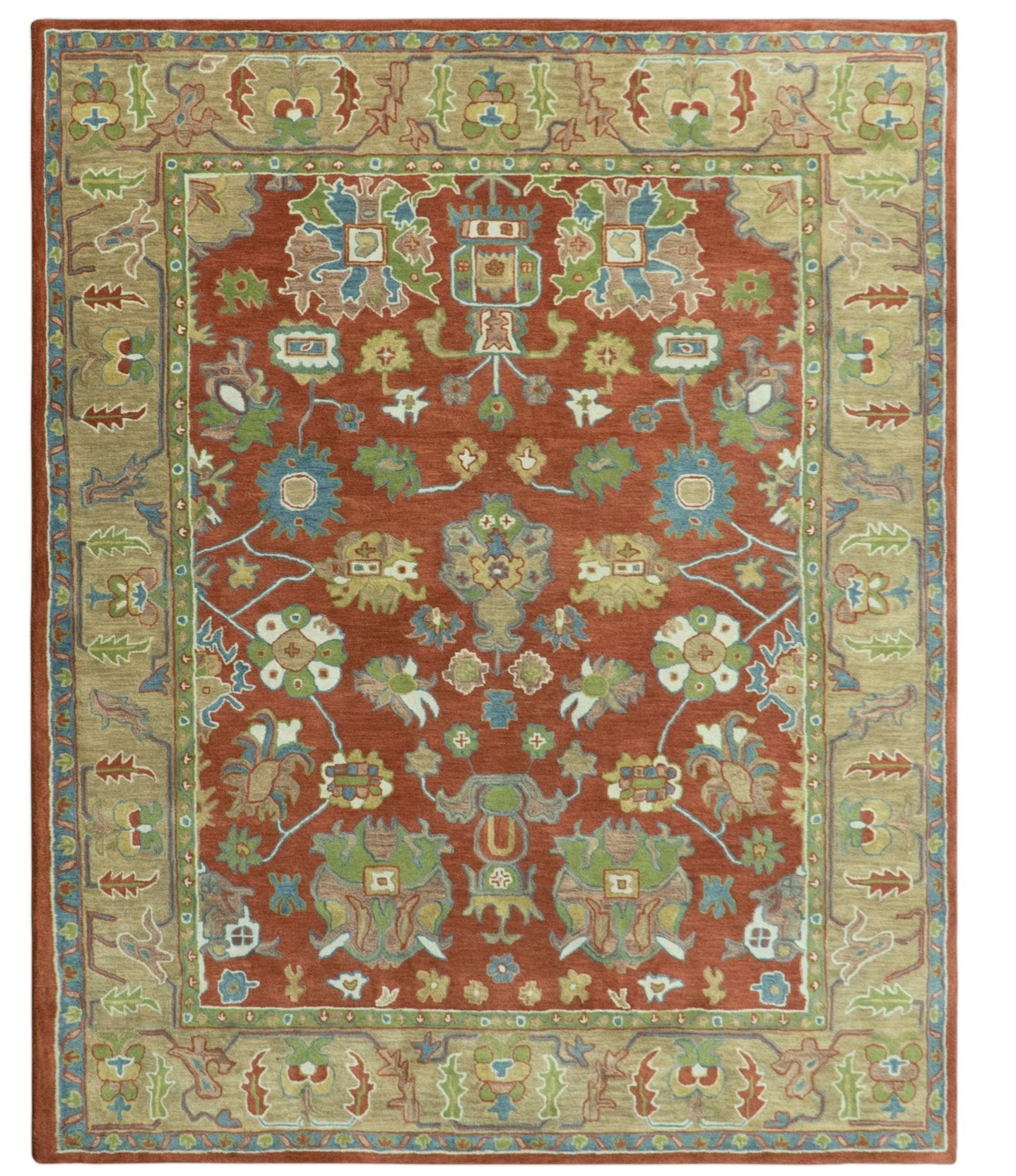 Rust And Beige Traditional Oushak Design Hand Tufted 8x10 Wool Area Rug - The Rug Decor