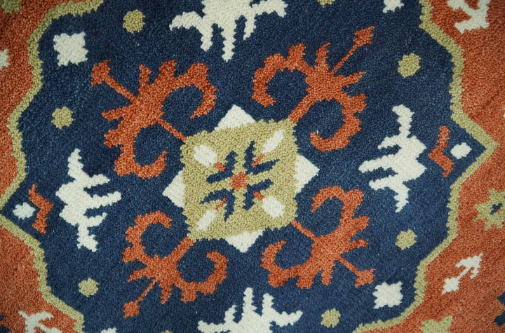 Rust and Blue Hand Knotted Traditional Medallion Mamluk Design Multi Size wool Rug - The Rug Decor