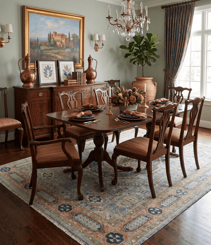 Rust and Blue Mamluk Rug 8x10, 9x12, 10x14 Hand Knotted Antique Style - The Rug Decor