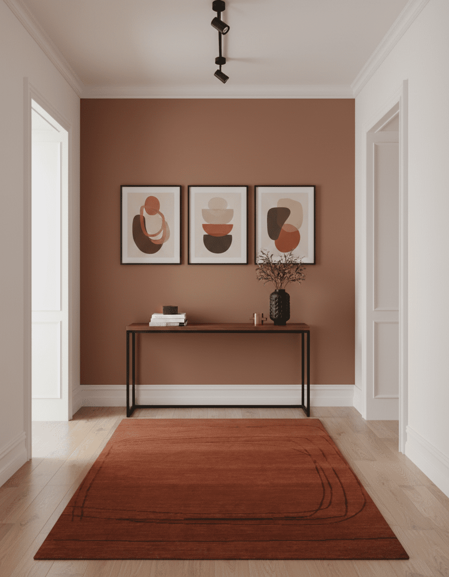 Rust and Brown Modern Stripes Design Hand loom 4x6 wool Area Rug - The Rug Decor