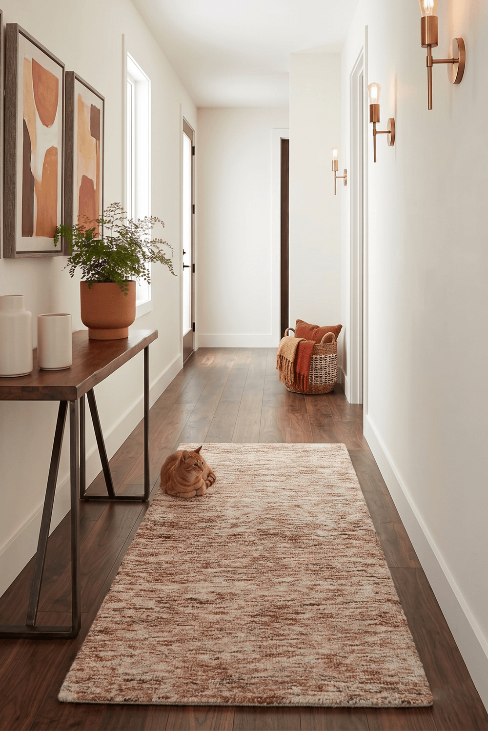 Rust and Ivory Modern Solid Design Hand Tufted Wool Area Rug - The Rug Decor