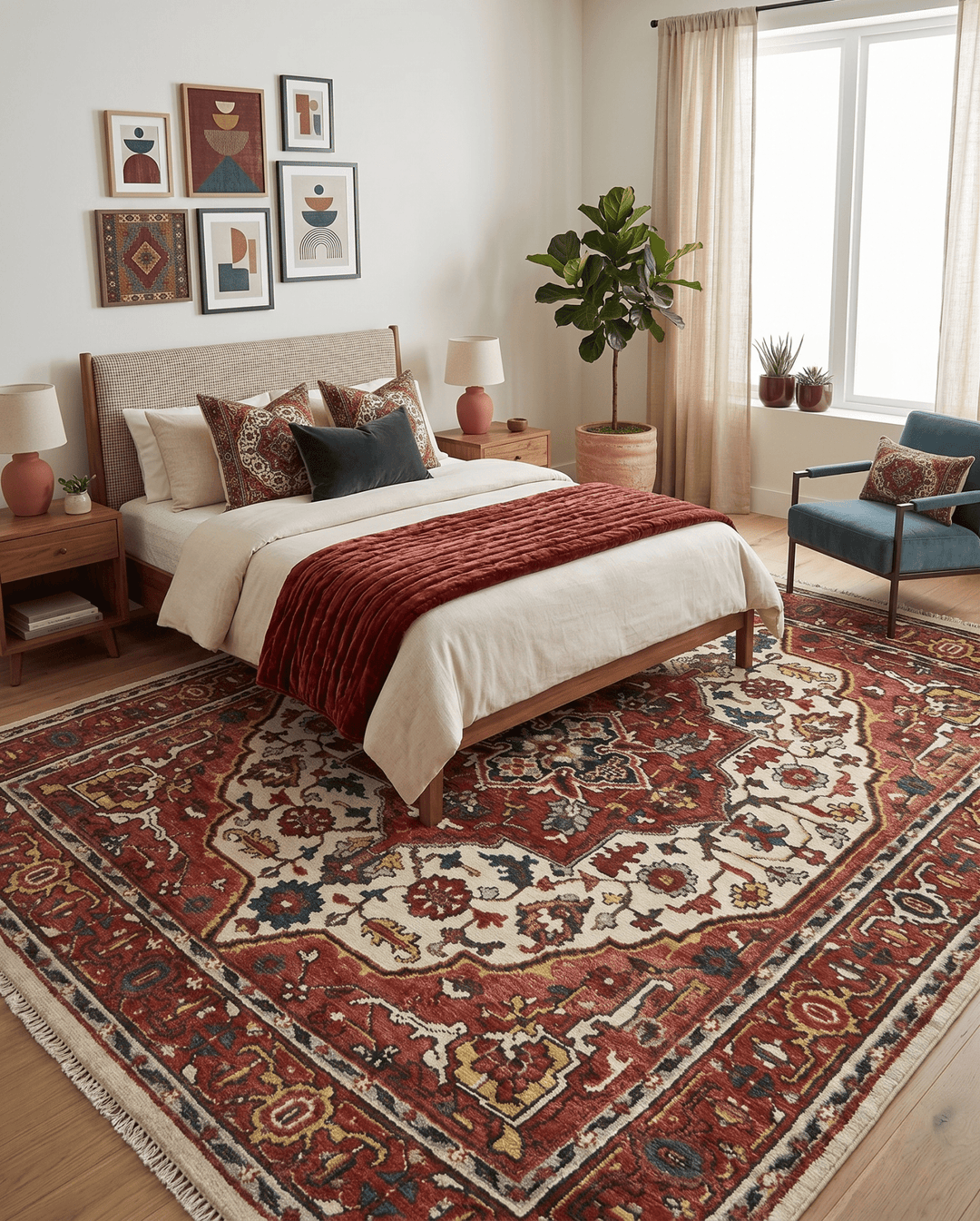 Rust And Ivory Traditional Medallion Hand Knotted Wool Area Rug - The Rug Decor